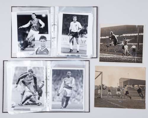 Two folders of Arsenal related black and white 1980s press photographs