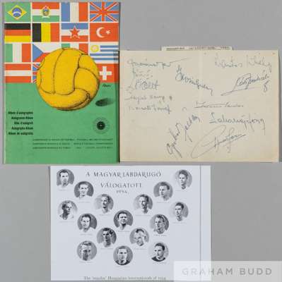 World Cup 1954 Switzerland page signed by the Hungarian team