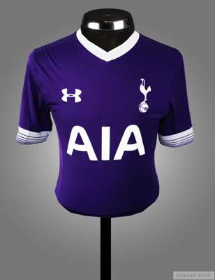 Dele Alli purple Tottenham Hotspur No.20 away jersey from the pre-season campaign of 2015-16,  

short-sleeved with AUDI CUP sleeve badge, club crest 