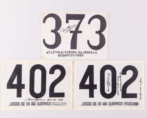 David Hemery Mexico Olympics 1st place 400m Hurdles Final race worn No.402 race number, 1968