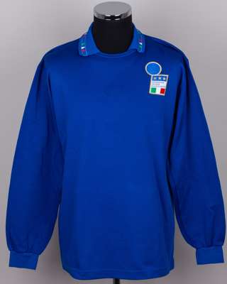 Paolo Maldini blue No.3 Italy v. Portugal match worn long-sleeved shirt, 1993