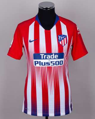Saul red and white No.8 Atletico Madrid short-sleeved shirt, 2018-19