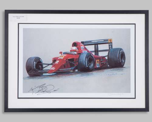 Nigel Mansell Signed “Ferrari 1990” Limited Edition Framed Print By Dave Blyth
