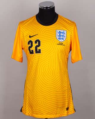 Dean Henderson yellow No.22 England v. Belgium goalkeeper shirt, 2020