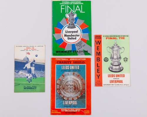 Four Liverpool F.A.Cup Final programmes and relating autographs
