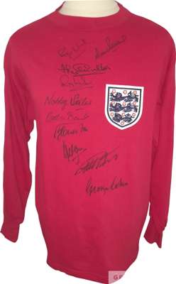 England 1966 World Cup Winners home shirt signed by 10 of the winning team