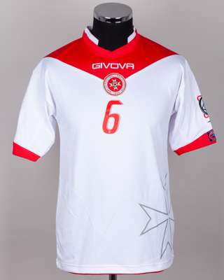 Ryan French white and red No.6 Malta v. Croatia short-sleeved shirt, 2014