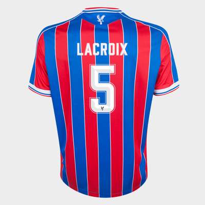 Maxence Lacroix red and blue No.5 Crystal Palace v. Dynamo Kyiv match worn shirt