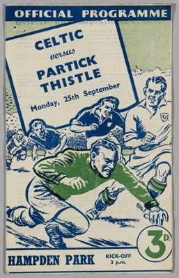 Celtic v. Partick Thistle, Glasgow Cup Final match programme, 25th September 1951

 Slight fold, two pin holes top left, overall good