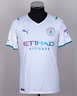 Jack Grealish white No.10 Manchester City Champions League match issued shirt, 2021-22