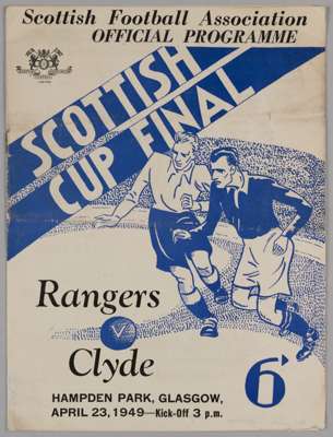 Scottish Cup Final match programme, Rangers v. Clyde, 23rd April 1949

 Slight sign of fold, otherwise good
