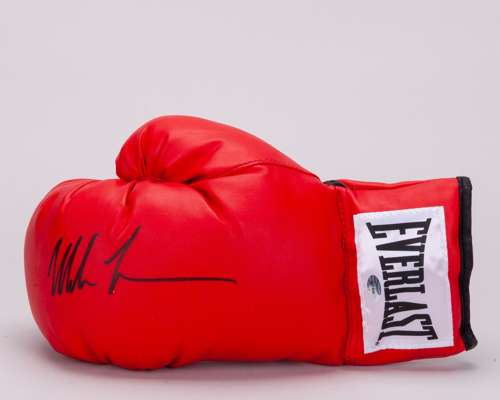 Mike Tyson autographed red Everlast boxing glove