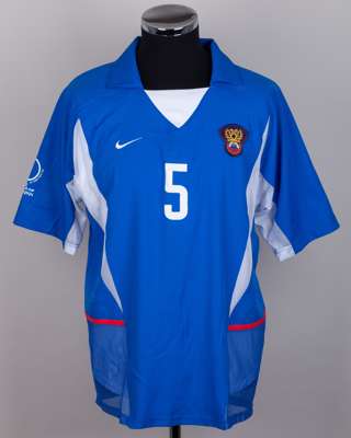 Andrei Solomatin blue and white No.5 Russia short-sleeved shirt
