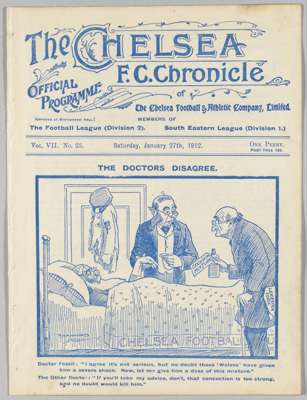 Programme Chelsea v Leicester Fosse 27th January 1912, 
 Ex Bound Volume.