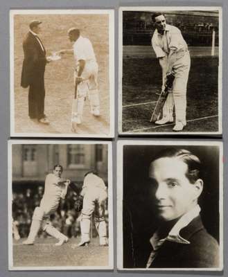 A collection of 38 miniature period published photographs of Herbert Sutcliffe,
 sold together with two complete sets of Mackintosh's Toffee South Afr