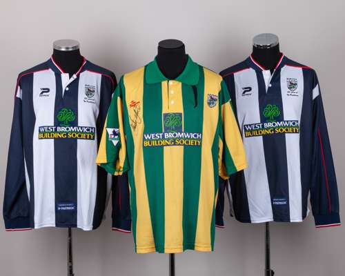 Blue and white No.17 and No.18 West Bromwich Albion long-sleeved shirts, 2002-04