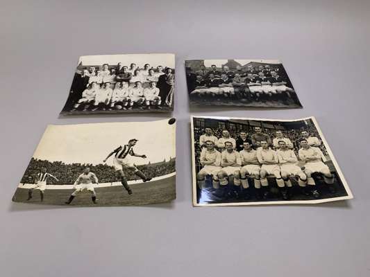 A good collection of Manchester City and other black and white photographs including team line-up, training and action shots, 20 by 24cm and smaller (