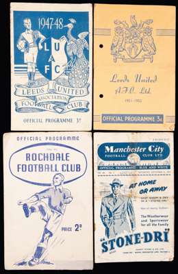 A collection of 100+ football programmes issued by northern & midlands clubs 1940s/50s, the lot including Leeds v Sheffield United 1947-48, v Rotherha
