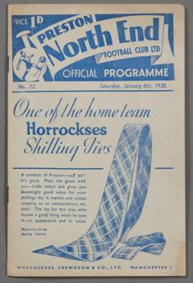Preston N.E. v West Ham United 8th January 1938,  

3rd Round tie from the 1937-38 F.A. Cup winning season, with press cuttings
