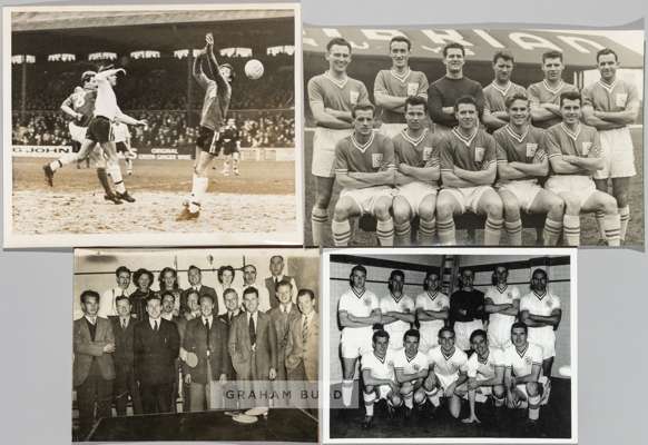 Cardiff City FC collection of original press photographs, 
 relating to period from 1955 to 1957, including team photographs, match action, v Millwall