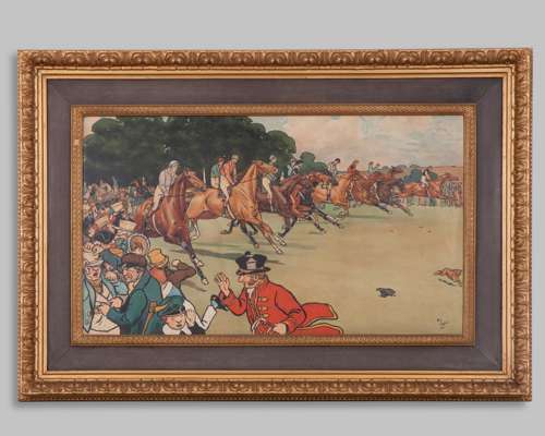 Collection of nine horse racing prints