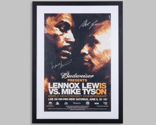 Lennox Lewis vs. Mike Tyson autographed World Heavyweight Championship poster