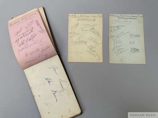Tom Wilson an autograph album, 1940s
 including team autographs Polish Army XI, Hudderfield Town, 2nd Team, R.A.F. side, Newcastle United, Birmingham 