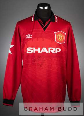 Ryan Giggs signed red and white Manchester United no.11 jersey v IFK Goteborg in the UEFA Champions League Group A at Old Trafford, 14th September 199