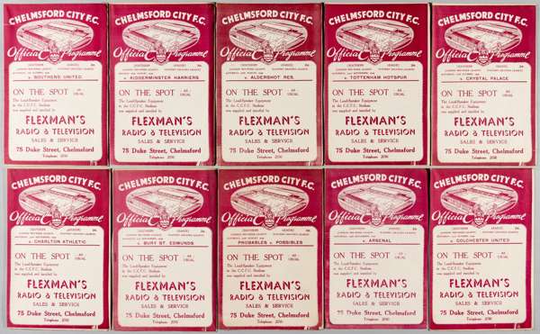 38 Chelmsford home programmes wartime season 1939-40,
 playing in London Mid-week League and Eastern Counties League, includes Probables v Possibles 1