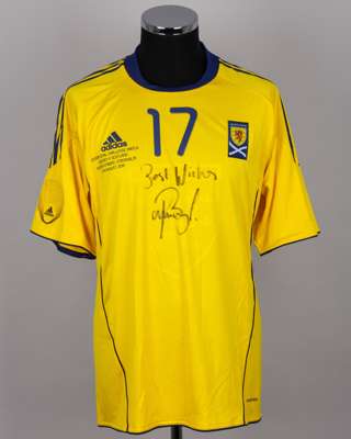 Kris Boyd yellow and blue No.17 Scotland v. Sweden short-sleeved shirt, 2010