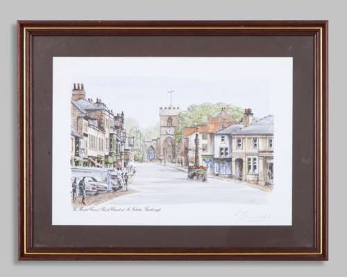 Assortment of framed prints and a watercolour