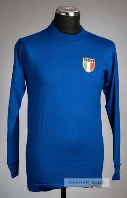 Blue Italy no.6 jersey, circa 1978,
 long-sleeved, with ITALIA national emblem badge, reverse numbered 6, no neck label
