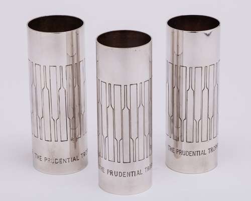 Dickie Bird three The Prudential Trophy white-metal vase awards, 1972-74