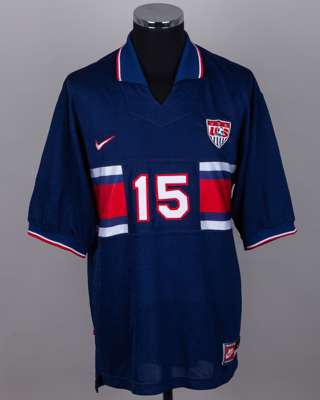 Blue, white and red No.15 USA v. Sweden short-sleeved shirt, 1995