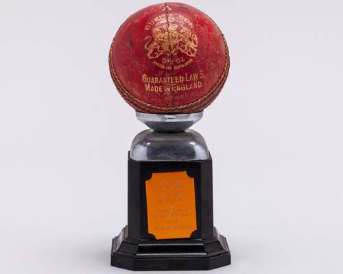 Dickie Bird England v. Australia Test match Duke & Son cricket ball, 1975
