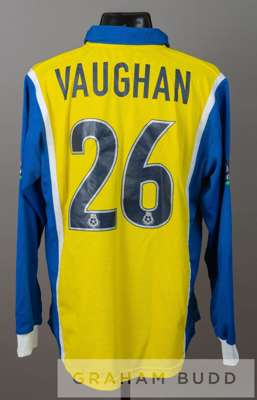 Tony Vaughan Cardiff City Centenary Year no.26 away jersey, season 1999-2000,
 by X.A.R.A., long-sleeved with NATIONWIDE FOOTBALL LEAGUE, with club cr