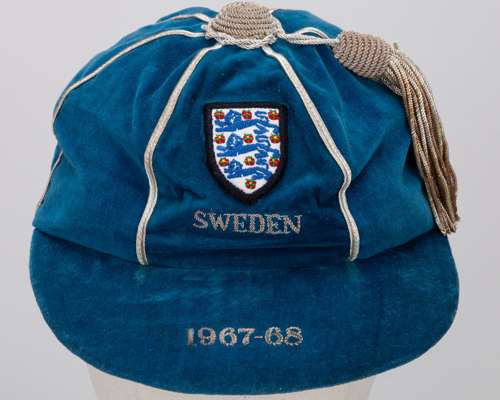 Booby Moore blue England v. Sweden International cap, 1967-68