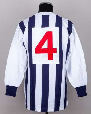 Blue and white No.4 West Bromwich Albion long-sleeved shirt, 1964-69