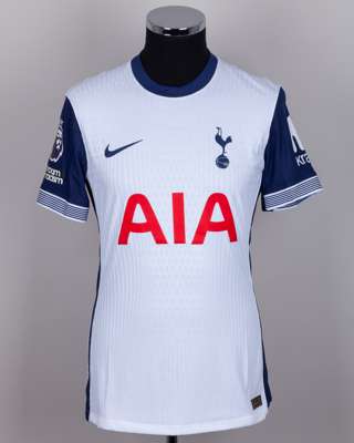 Son Heung-Min white and blue No.7 Tottenham Hotspur short-sleeved shirt, 2024-25