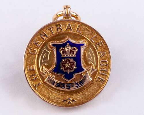 Dave Halford 9ct gold and enamel Central League Winners medal, 1935-36