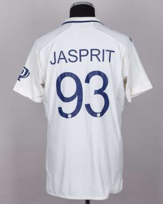 J Bumrah white and navy No.93 India v. England match worn Red, autographed Red For Ruth shirt
