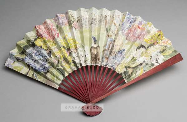 Ladies fan commemorating the Centenary of the Wimbledon Women's Lawn Tennis Championships in 1993, 

designed by Muriel Mallows, limited edition numbe