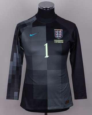 Mary Earps black and grey No.1 England v. Czech Republic women's goalkeeper shirt, 2022