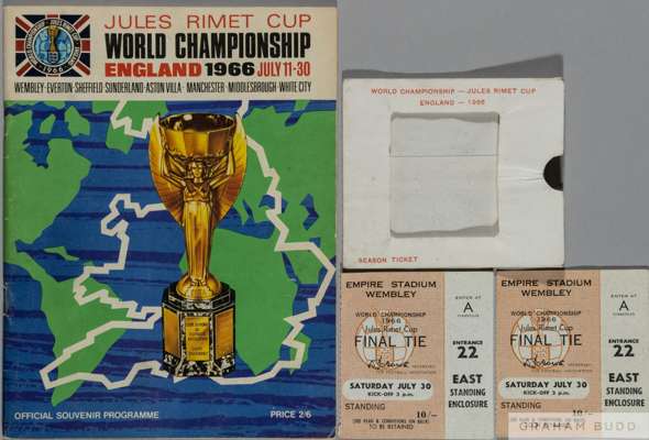 1966 World Cup Tournament programme and two World Cup Final ticket stubs, 
 30th July 1966 with season ticket wallet (4)