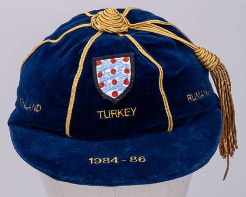 Paul Parker navy blue England v. Finland, Turkey, Romania, Denmark Under 21 cap, 1984-86