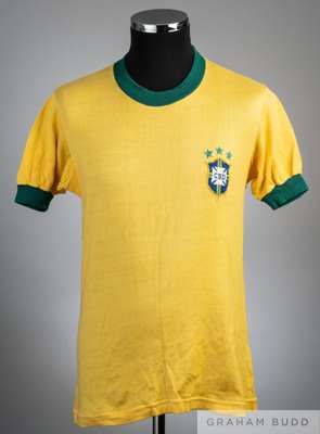 Ze Maria yellow & green Brazil 1974 World Cup no.4 jersey