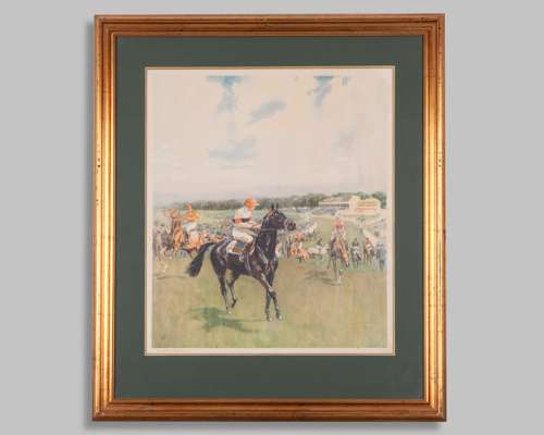 Lionel Edwards (British, 1878-1966) colour print - pulling up after a race at Goodwood