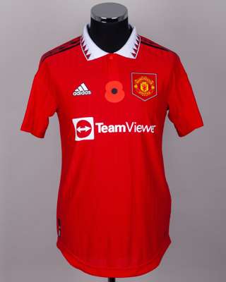 Shola Shoretire red No.47 Manchester United v. Aston Villa short-sleeved shirt, 2022