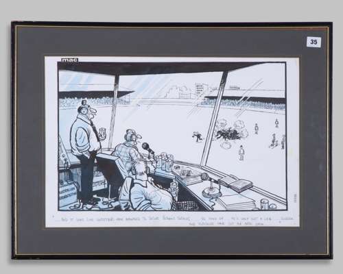 Ian Botham Stanley McMurtry original pen, ink and watercolour county fight for his services