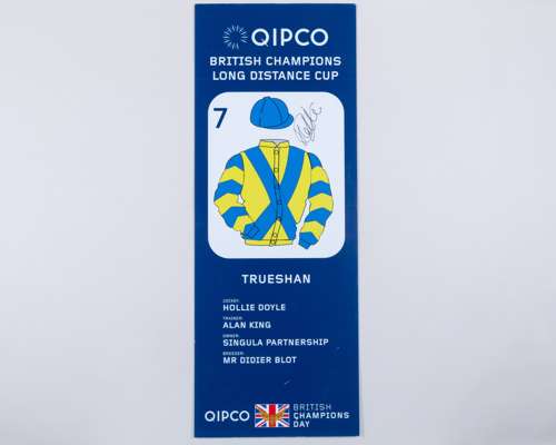 Hollie Doyle signed Trueshan paddock parade pennant for the 2023 Long Distance Cup